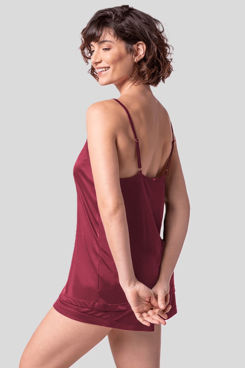 LUPO Women’s Lace Trim Camisole Shorts Pajama Set - Image 3