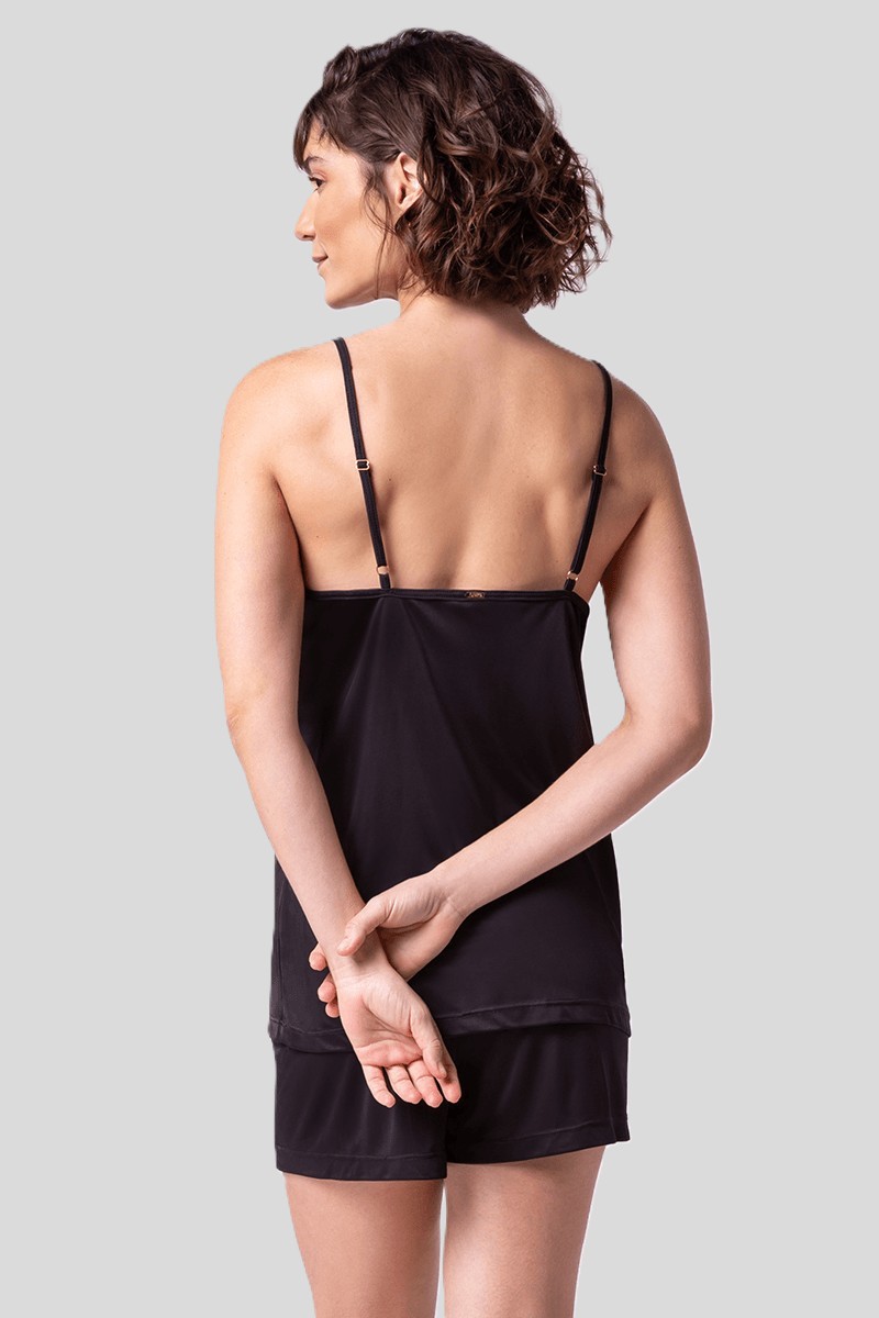 LUPO Women’s Lace Trim Camisole Shorts Pajama Set - Image 7